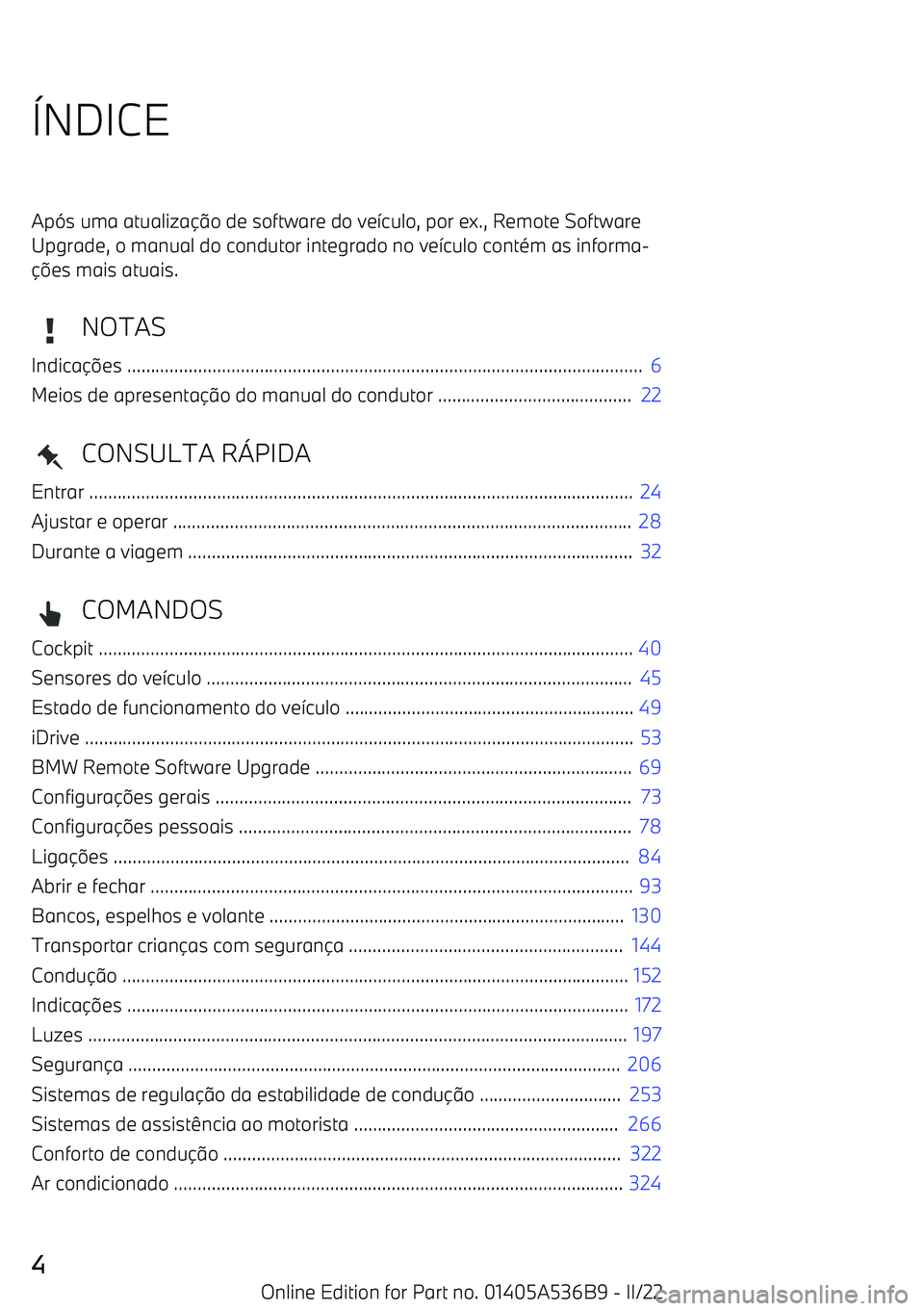 BMW X6 M 2022  Manual do condutor (in Portuguese) <NDICEAp -s uma atualiza