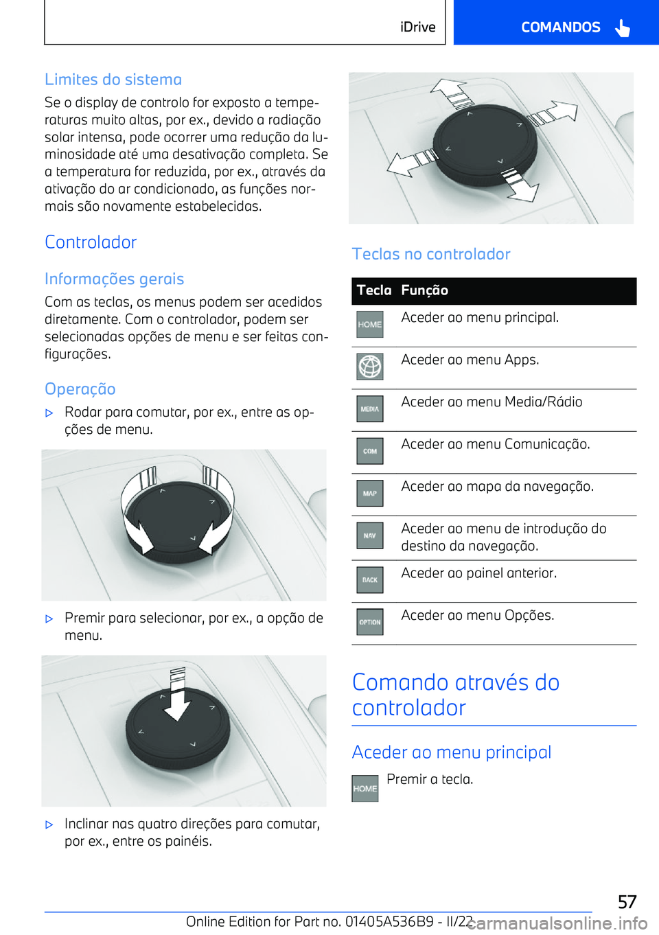 BMW X6 M 2022  Manual do condutor (in Portuguese) Limites do sistema
Se o display de controlo for exposto a tempe
