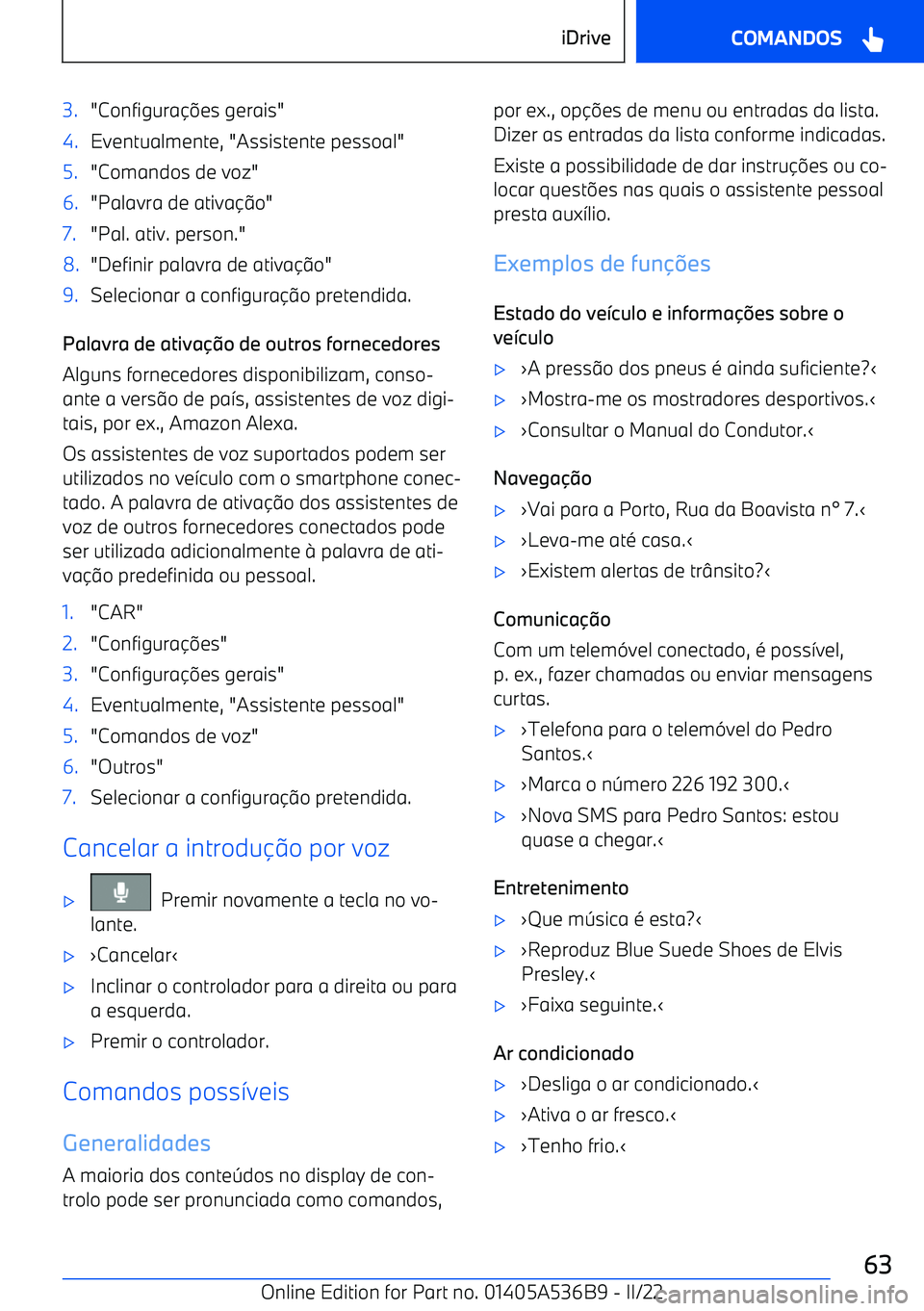 BMW X6 M 2022  Manual do condutor (in Portuguese) 3."Configura