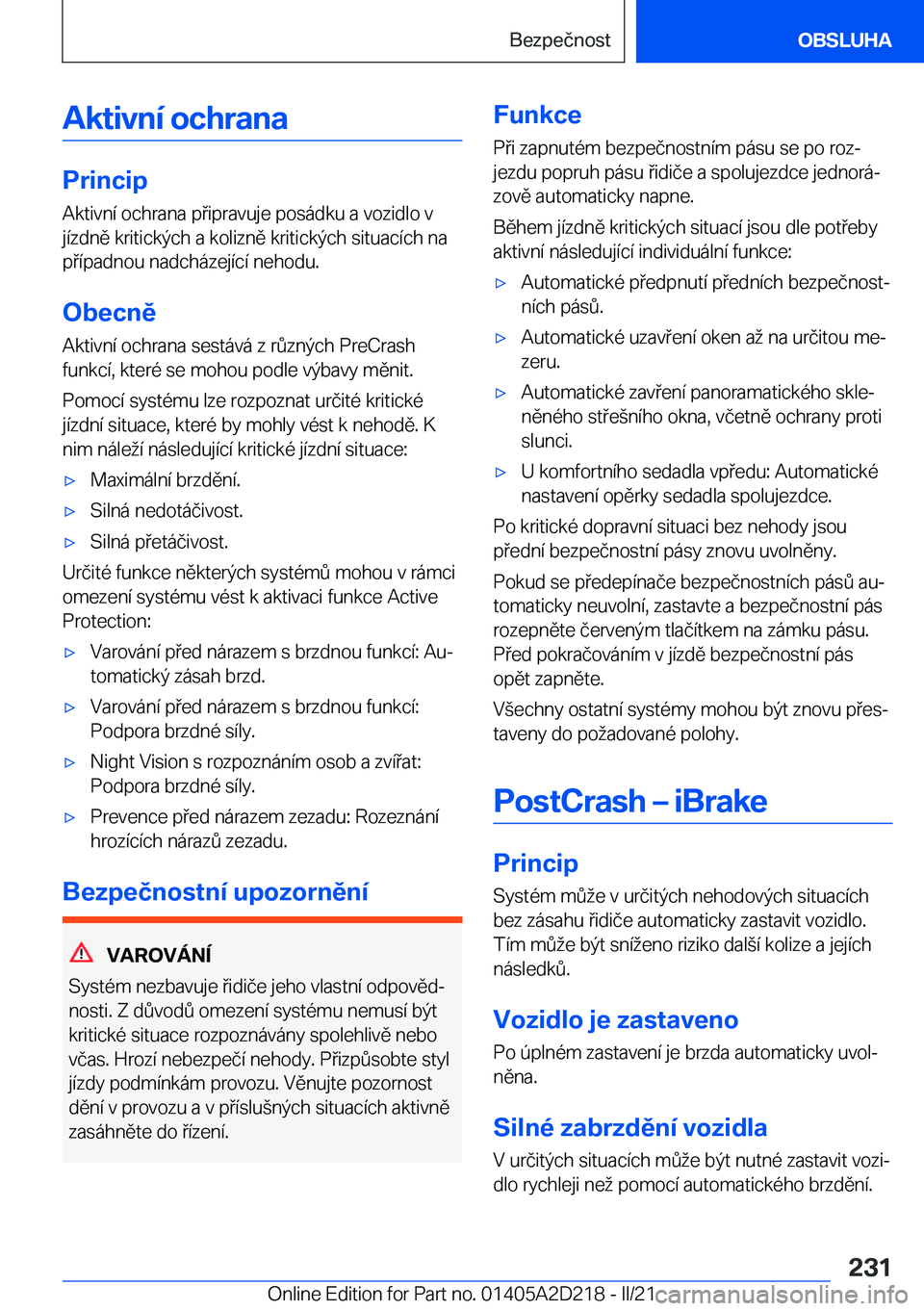 BMW X6 M 2021  Návod na použití (in Czech) �A�k�t�i�v�n�