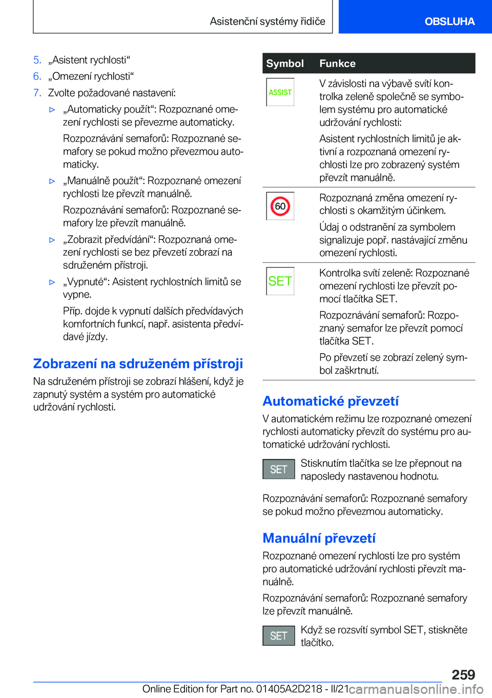 BMW X6 M 2021  Návod na použití (in Czech) �5�.x�A�s�i�s�t�e�n�t��r�y�c�h�l�o�s�t�iv�6�.x�O�m�e�z�e�n�