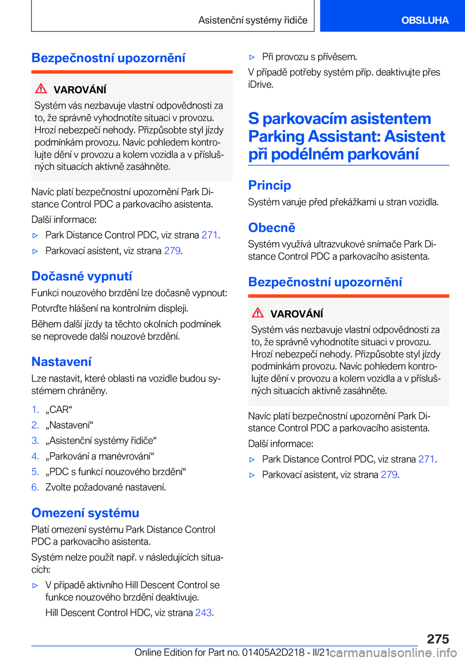 BMW X6 M 2021  Návod na použití (in Czech) �B�e�z�p�e�č�n�o�s�t�n�