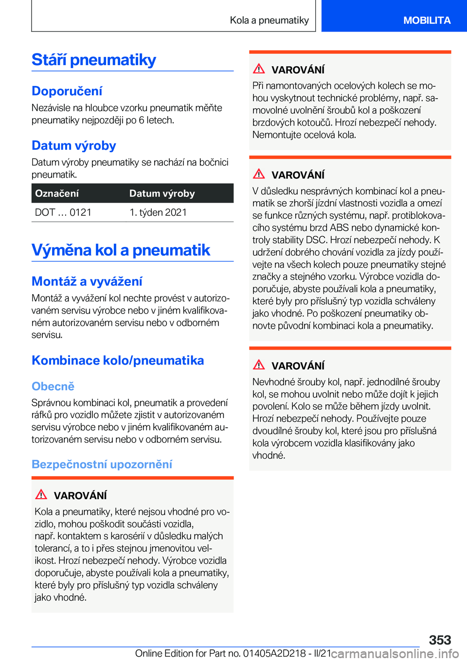 BMW X6 M 2021  Návod na použití (in Czech) �S�t�