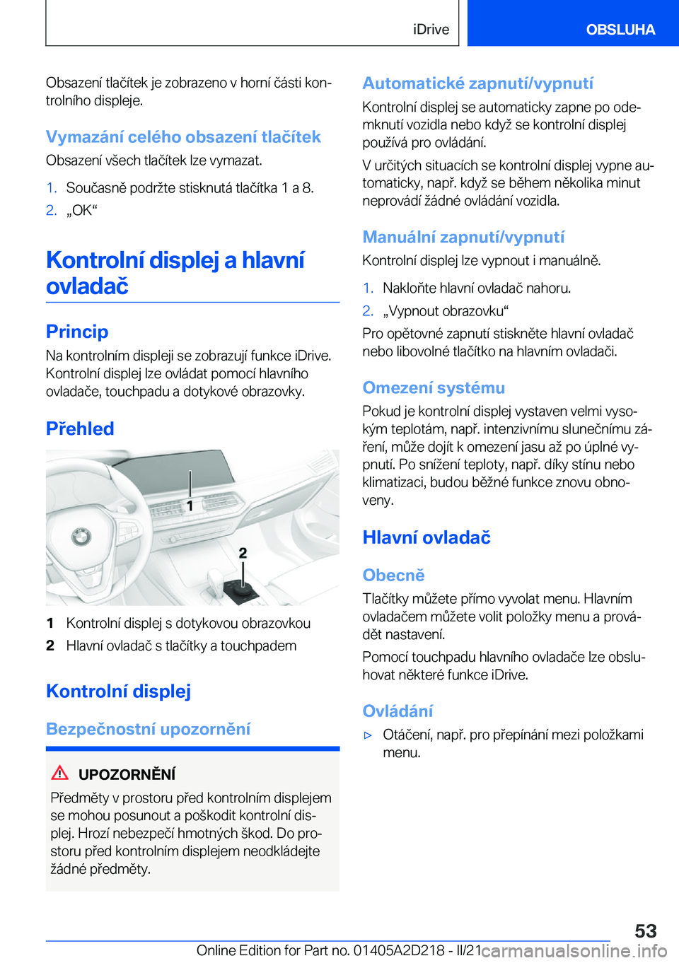 BMW X6 M 2021  Návod na použití (in Czech) �O�b�s�a�z�e�n�