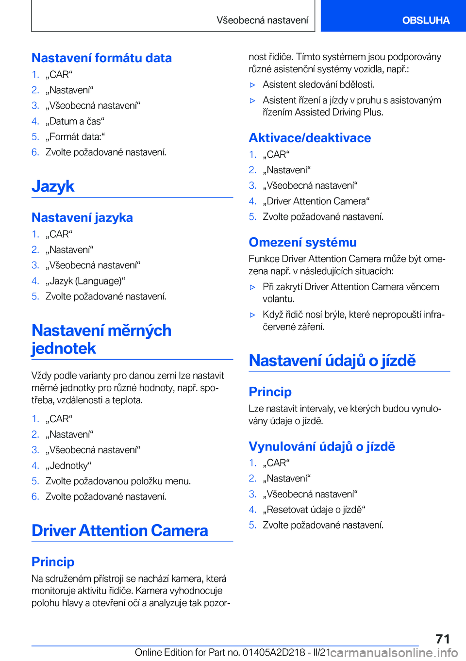 BMW X6 M 2021  Návod na použití (in Czech) �N�a�s�t�a�v�e�n�