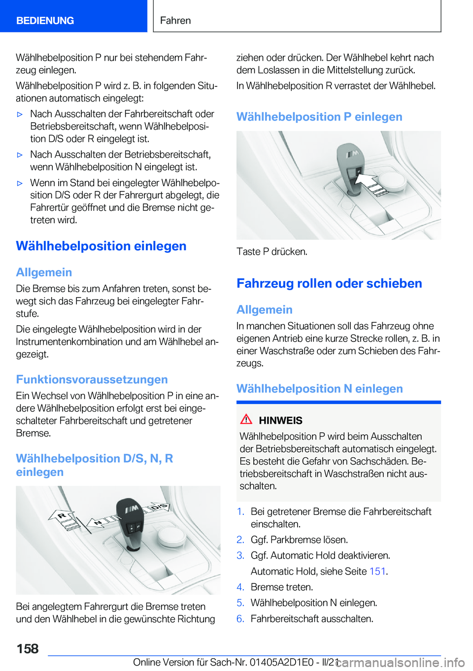 BMW X6 M 2021  Betriebsanleitungen (in German) �W�