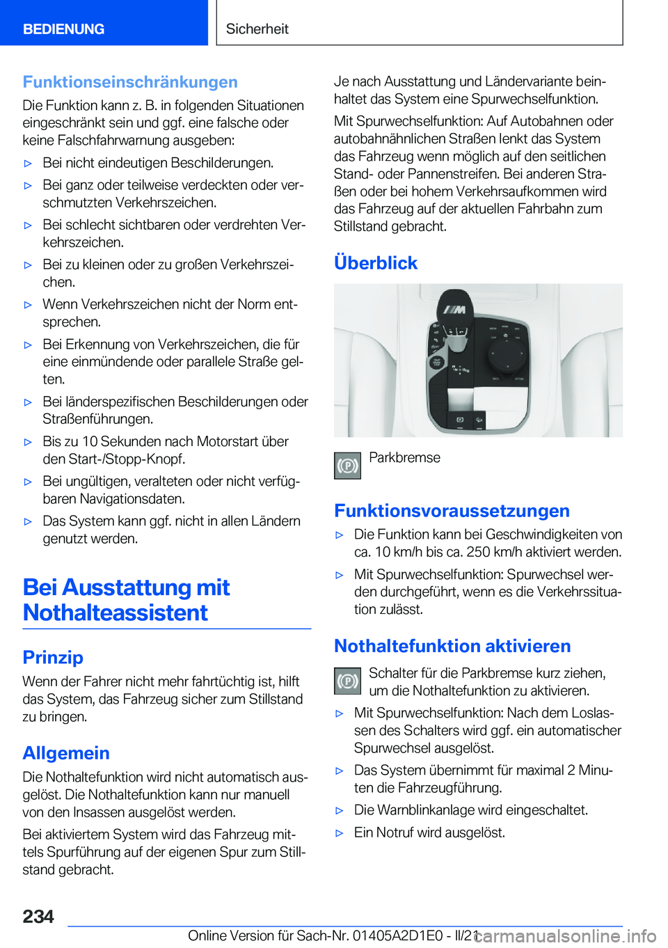 BMW X6 M 2021  Betriebsanleitungen (in German) �F�u�n�k�t�i�o�n�s�e�i�n�s�c�h�r�