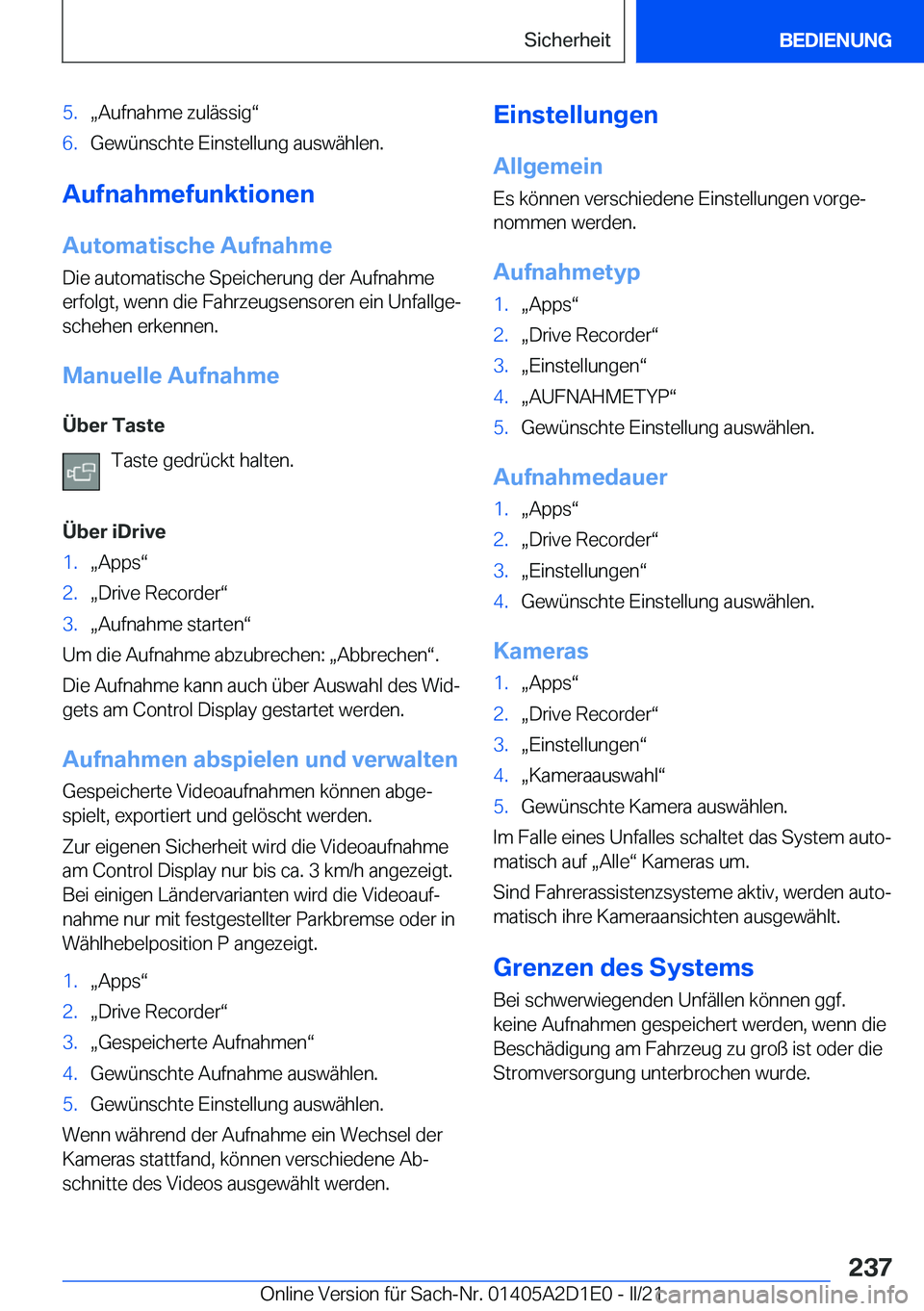 BMW X6 M 2021  Betriebsanleitungen (in German) �5�.x�A�u�f�n�a�h�m�e��z�u�l�