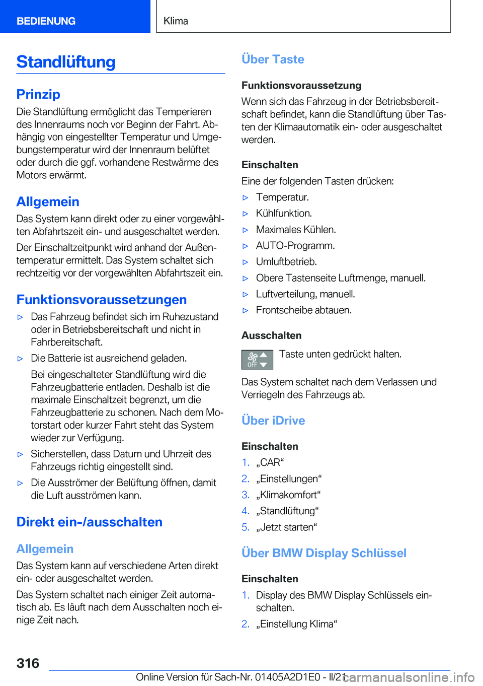 BMW X6 M 2021  Betriebsanleitungen (in German) �S�t�a�n�d�l�