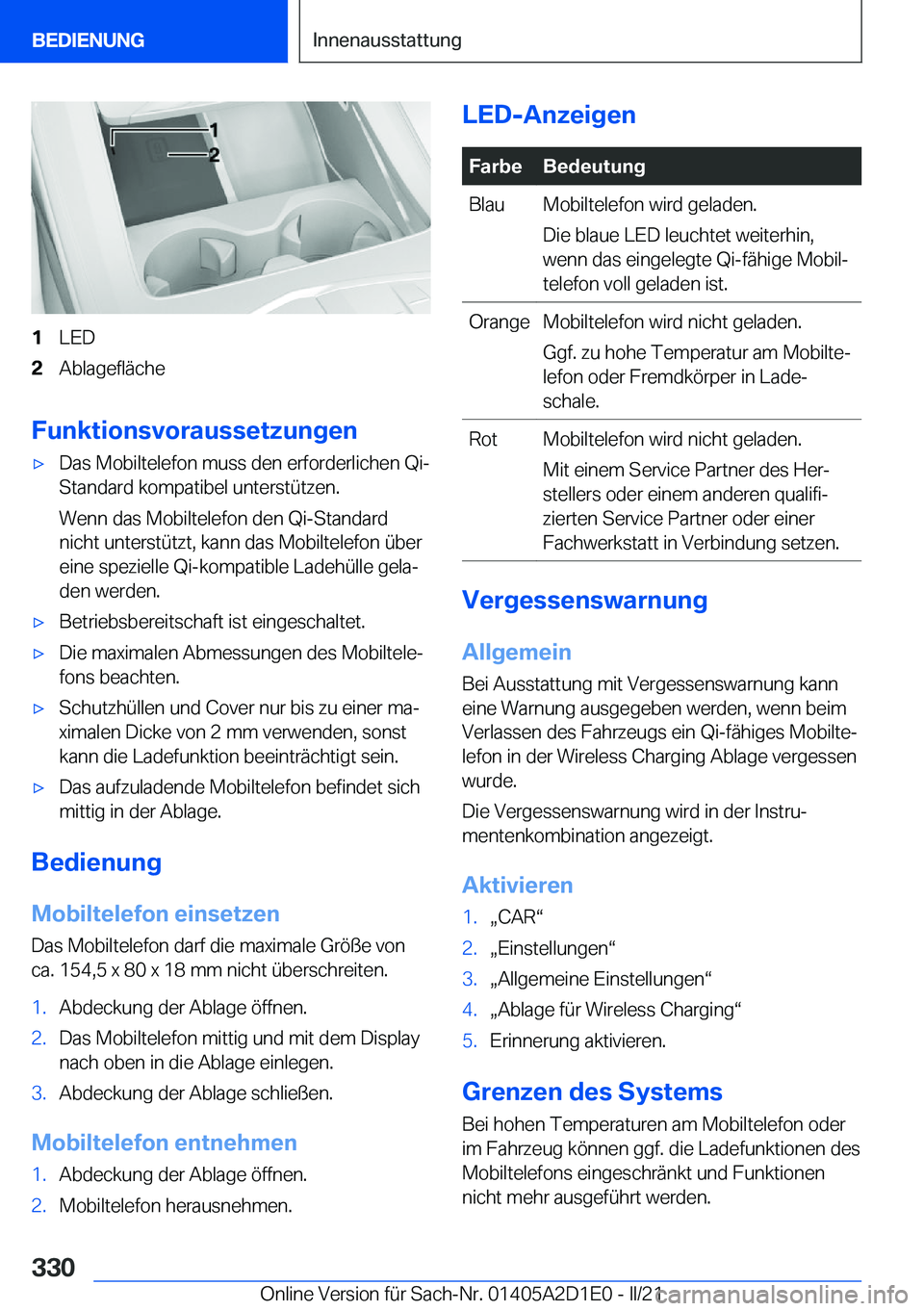 BMW X6 M 2021  Betriebsanleitungen (in German) �1�L�E�D�2�A�b�l�a�g�e�f�l�