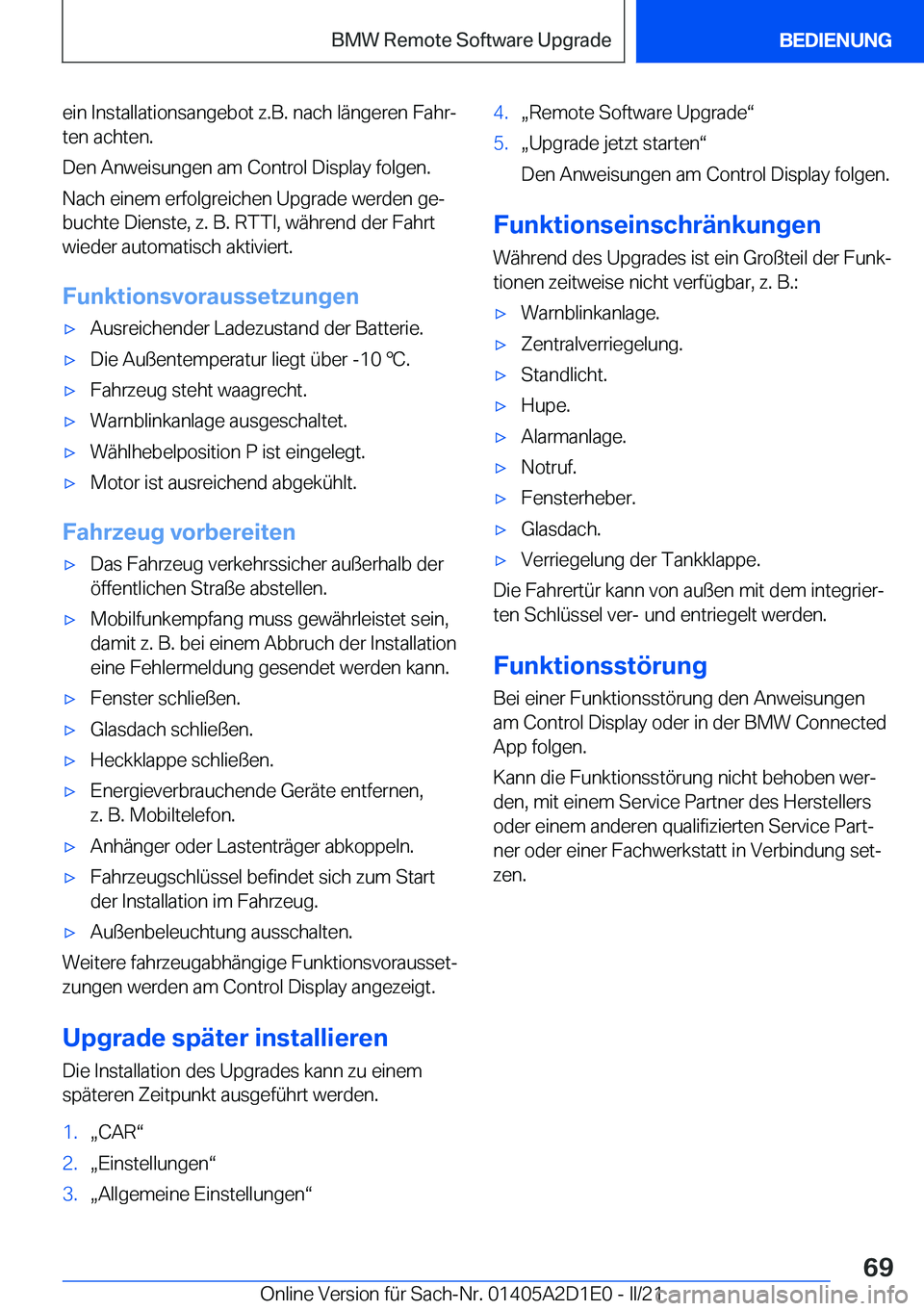 BMW X6 M 2021  Betriebsanleitungen (in German) �e�i�n��I�n�s�t�a�l�l�a�t�i�o�n�s�a�n�g�e�b�o�t��z�.�B�.��n�a�c�h��l�