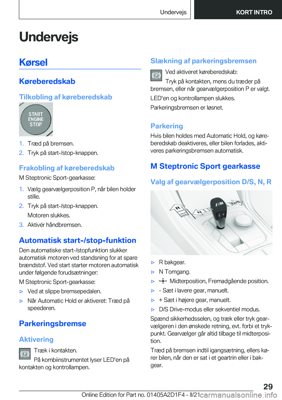 BMW X6 M 2021  InstruktionsbØger (in Danish) �U�n�d�e�r�v�e�j�s�K�