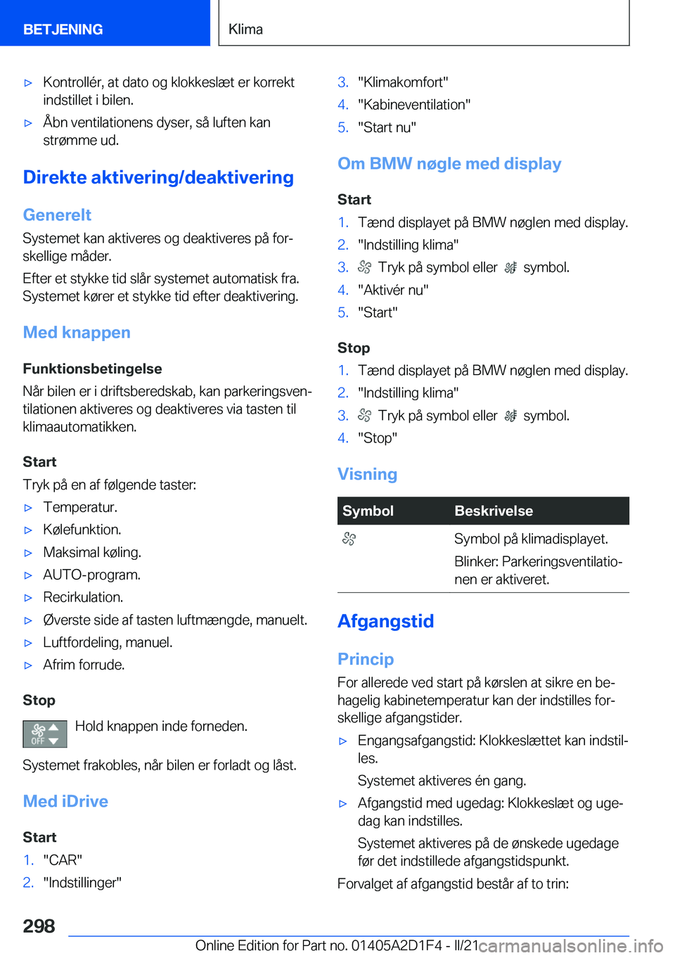 BMW X6 M 2021  InstruktionsbØger (in Danish) 'x�K�o�n�t�r�o�l�l�