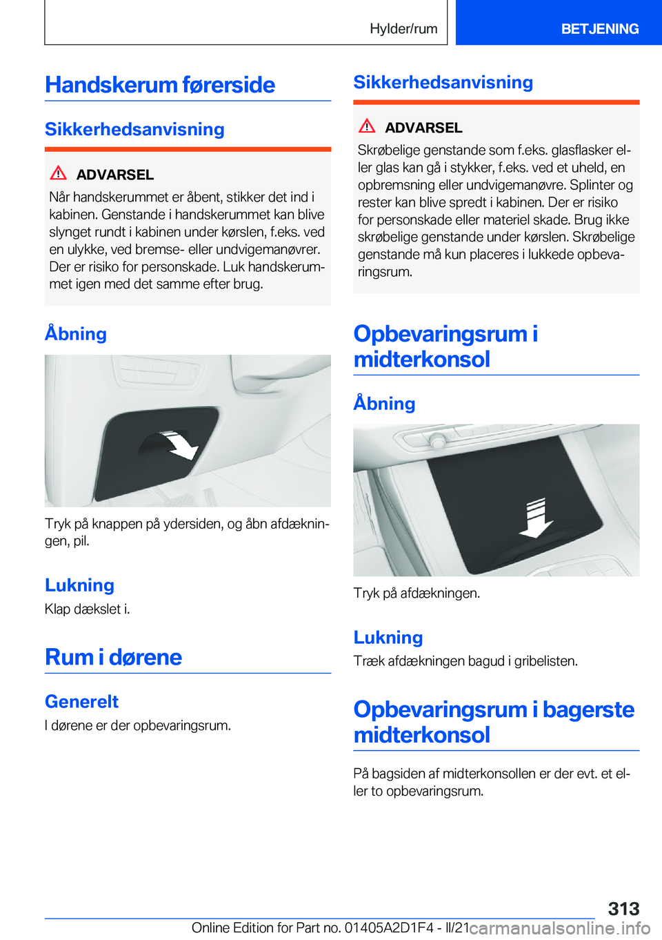 BMW X6 M 2021  InstruktionsbØger (in Danish) �H�a�n�d�s�k�e�r�u�m��f�