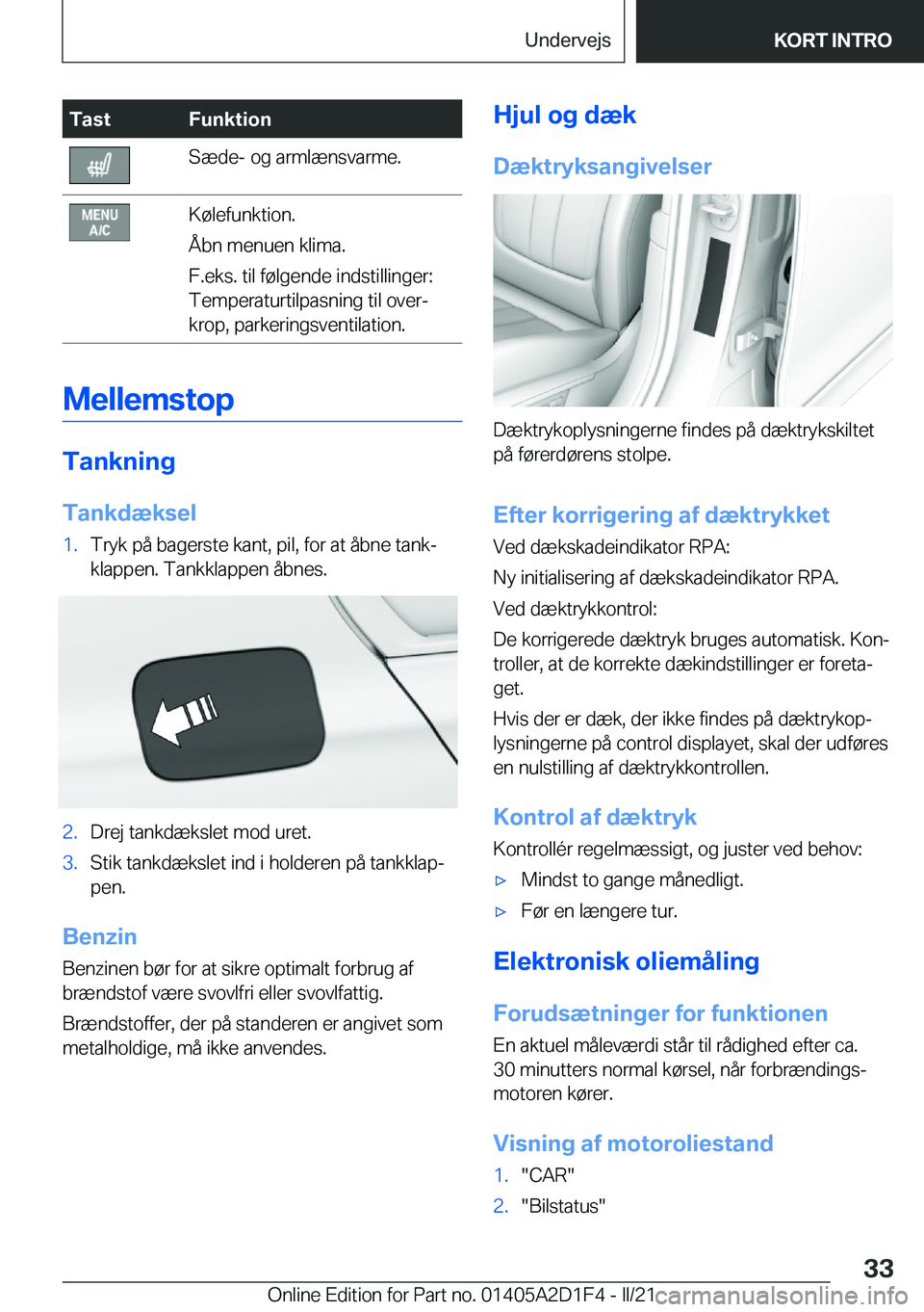 BMW X6 M 2021  InstruktionsbØger (in Danish) �T�a�s�t�F�u�n�k�t�i�o�n�S�æ�d�e�-��o�g��a�r�m�l�æ�n�s�v�a�r�m�e�.�K�
