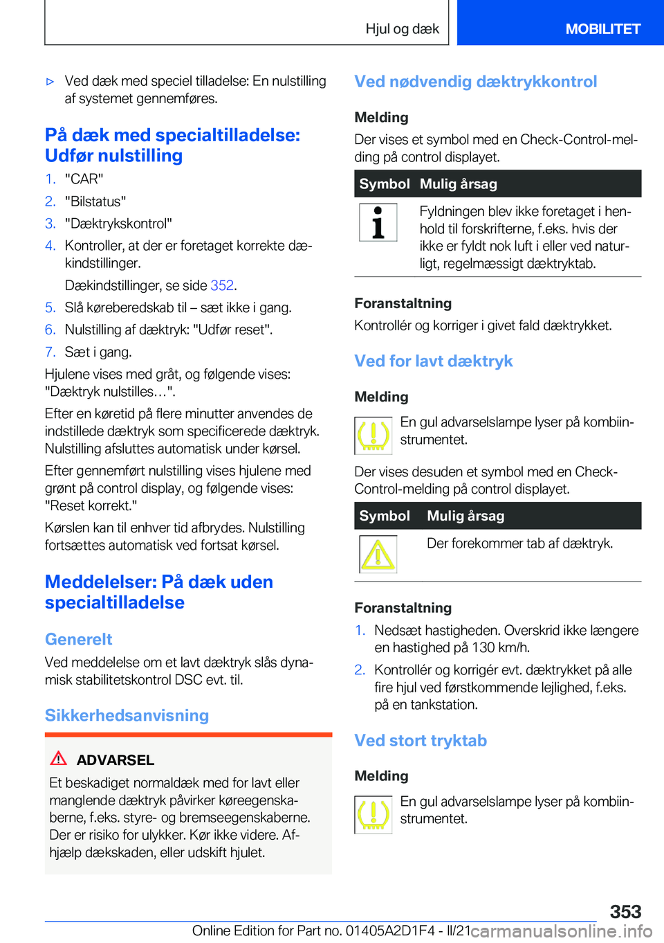 BMW X6 M 2021  InstruktionsbØger (in Danish) 'x�V�e�d��d�æ�k��m�e�d��s�p�e�c�i�e�l��t�i�l�l�a�d�e�l�s�e�:��E�n��n�u�l�s�t�i�l�l�i�n�g
�a�f��s�y�s�t�e�m�e�t��g�e�n�n�e�m�f�