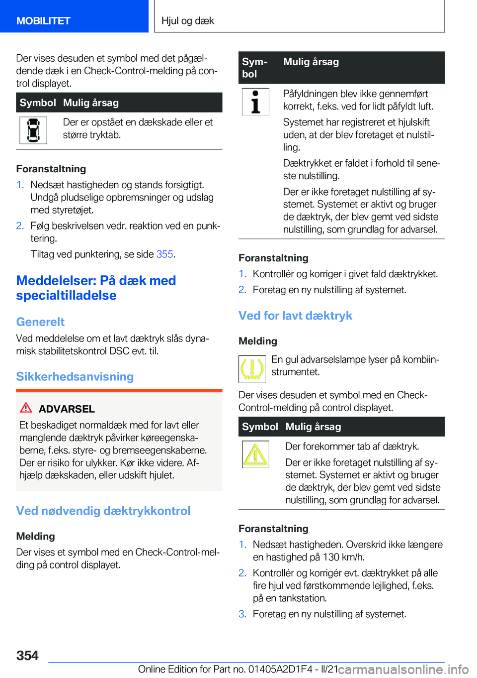 BMW X6 M 2021  InstruktionsbØger (in Danish) �D�e�r��v�i�s�e�s��d�e�s�u�d�e�n��e�t��s�y�m�b�o�l��m�e�d��d�e�t��p�å�g�æ�lj
�d�e�n�d�e��d�æ�k��i��e�n��C�h�e�c�k�-�C�o�n�t�r�o�l�-�m�e�l�d�i�n�g��p�å��c�o�nj
�t�r�o�l��d�i�s�p�l�a