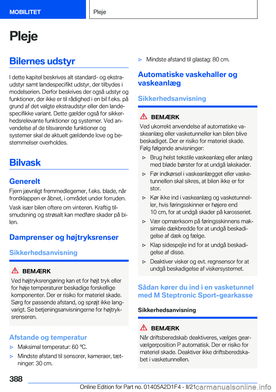 BMW X6 M 2021  InstruktionsbØger (in Danish) �P�l�e�j�e�B�i�l�e�r�n�e�s��u�d�s�t�y�r
�I��d�e�t�t�e��k�a�p�i�t�e�l��b�e�s�k�r�i�v�e�s��a�l�t��s�t�a�n�d�a�r�d�-��o�g��e�k�s�t�r�aj
�u�d�s�t�y�r��s�a�m�t��l�a�n�d�e�s�p�e�c�i�f�i�k�t��u�d