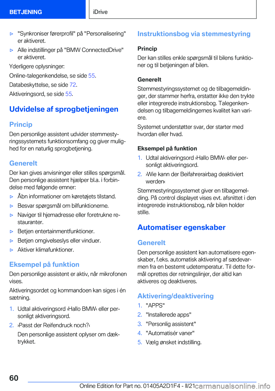 BMW X6 M 2021  InstruktionsbØger (in Danish) 'x��S�y�n�k�r�o�n�i�s�e�r��f�