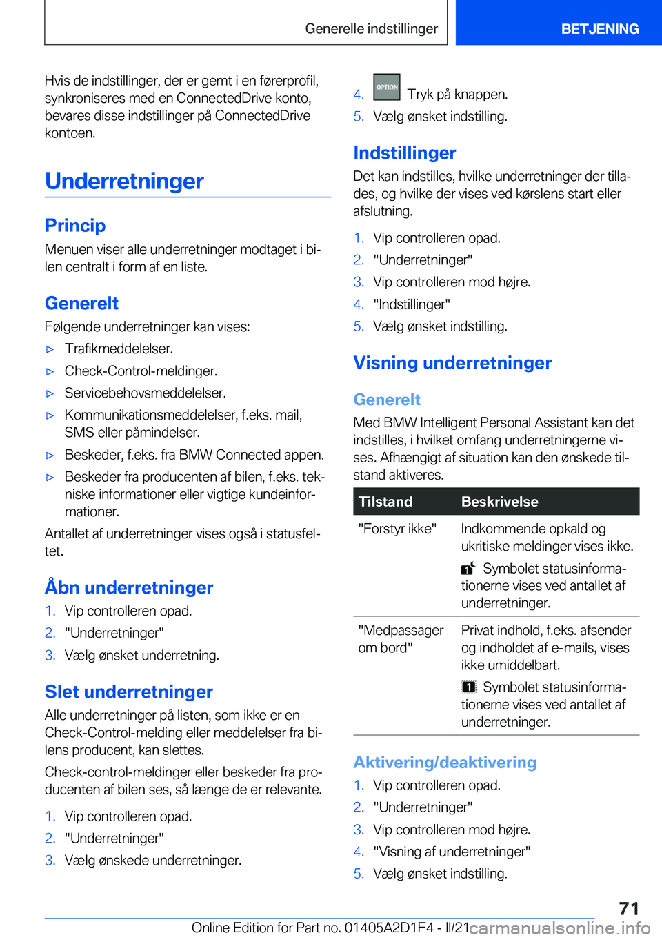 BMW X6 M 2021  InstruktionsbØger (in Danish) �H�v�i�s��d�e��i�n�d�s�t�i�l�l�i�n�g�e�r�,��d�e�r��e�r��g�e�m�t��i��e�n��f�