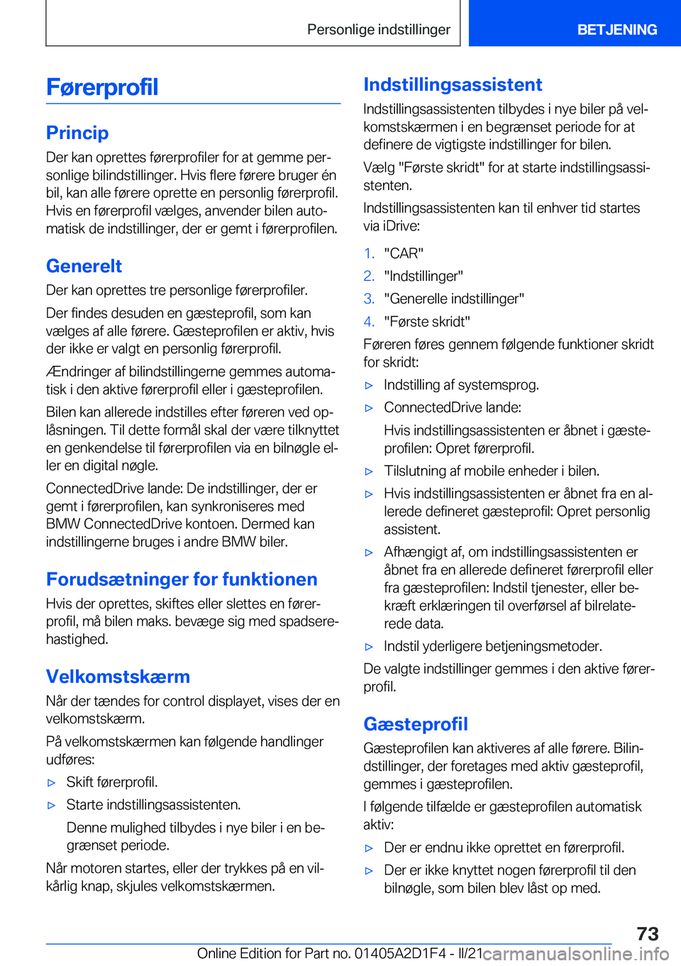 BMW X6 M 2021  InstruktionsbØger (in Danish) �F�
