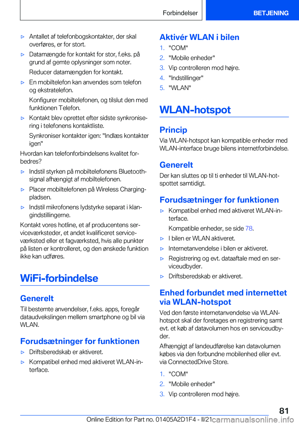BMW X6 M 2021  InstruktionsbØger (in Danish) 'x�A�n�t�a�l�l�e�t��a�f��t�e�l�e�f�o�n�b�o�g�s�k�o�n�t�a�k�t�e�r�,��d�e�r��s�k�a�l
�o�v�e�r�f�