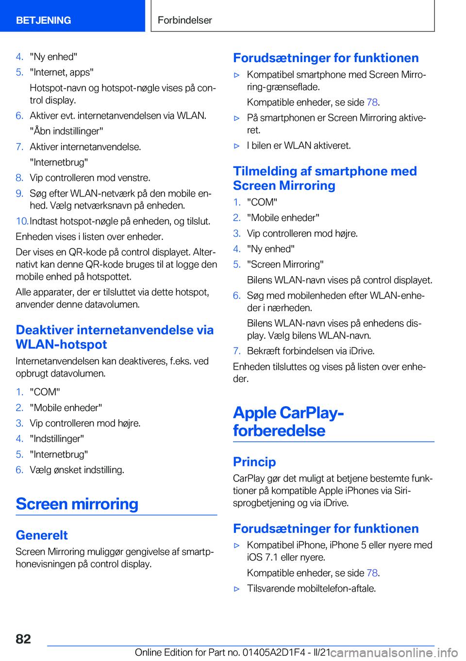 BMW X6 M 2021  InstruktionsbØger (in Danish) �4�.��N�y��e�n�h�e�d��5�.��I�n�t�e�r�n�e�t�,��a�p�p�s�
�H�o�t�s�p�o�t�-�n�a�v�n��o�g��h�o�t�s�p�o�t�-�n�