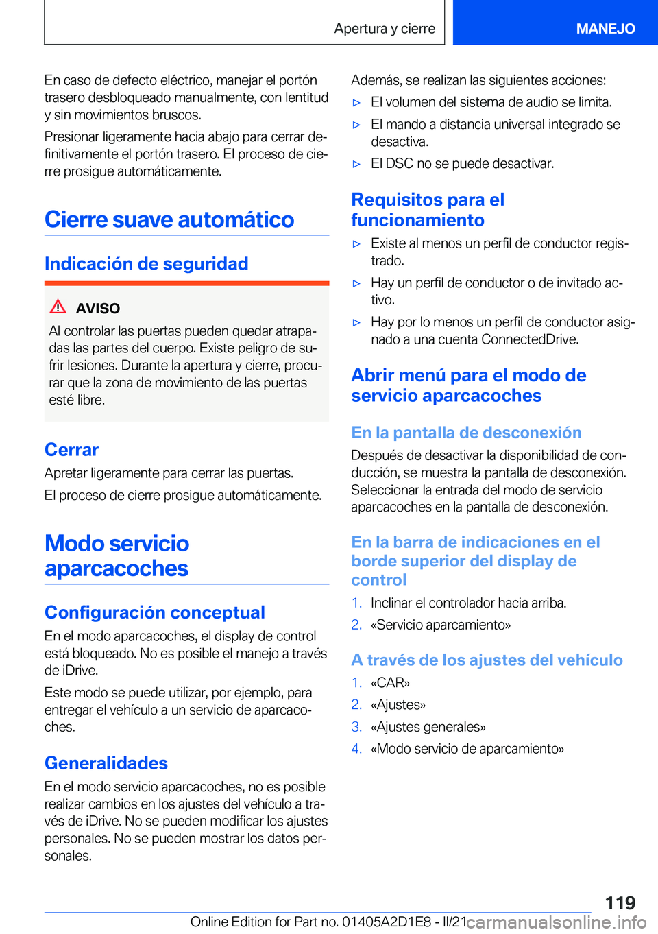 BMW X6 M 2021  Manuales de Empleo (in Spanish) �E�n��c�a�s�o��d�e��d�e�f�e�c�t�o��e�l�
