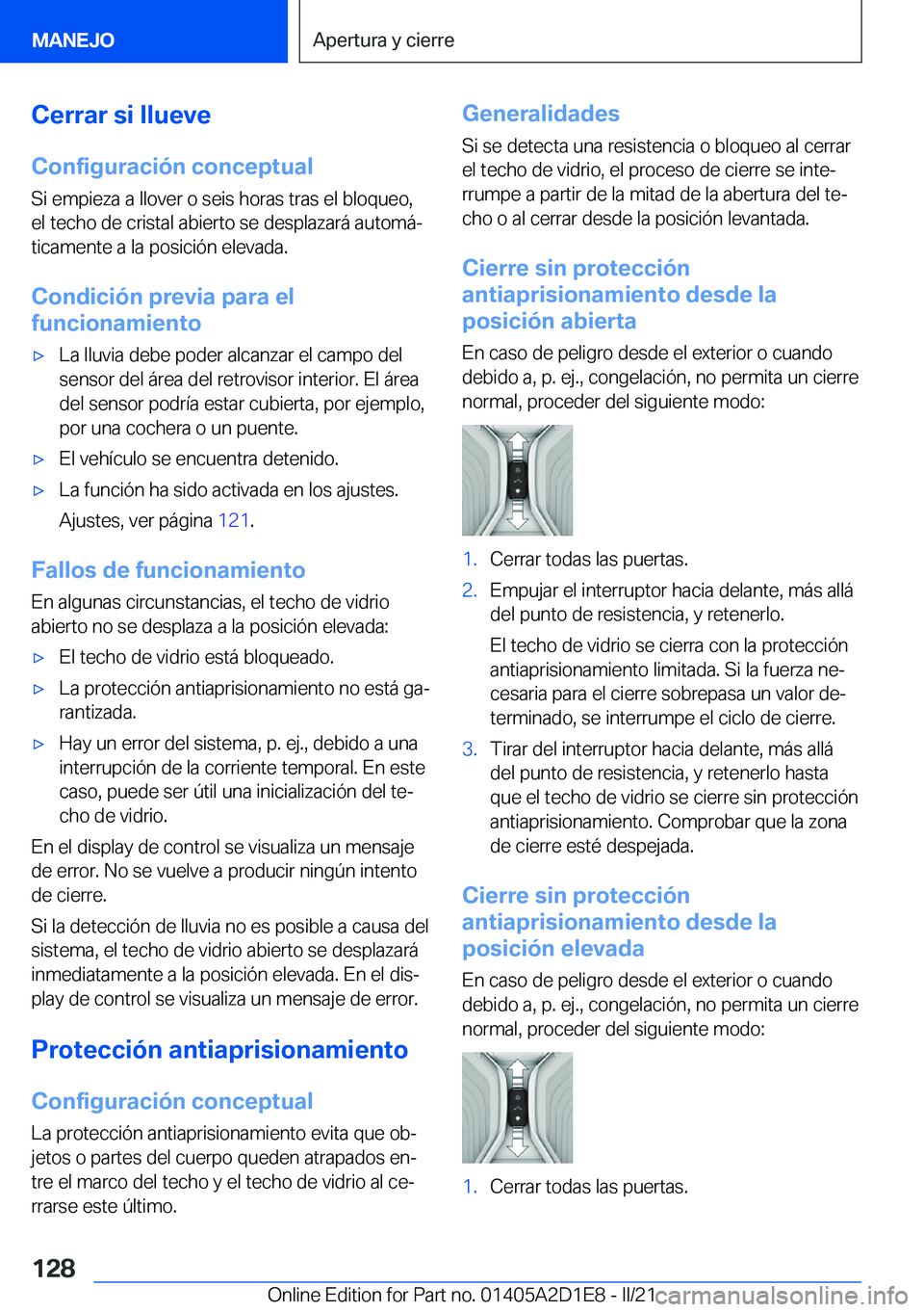 BMW X6 M 2021  Manuales de Empleo (in Spanish) �C�e�r�r�a�r��s�i��l�l�u�e�v�e�C�o�n�f�i�g�u�r�a�c�i�