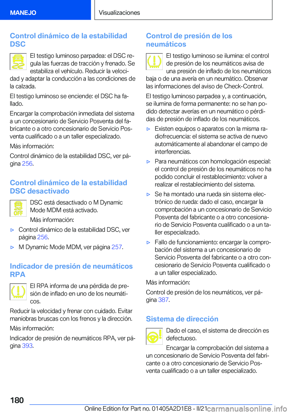 BMW X6 M 2021  Manuales de Empleo (in Spanish) �C�o�n�t�r�o�l��d�i�n�
