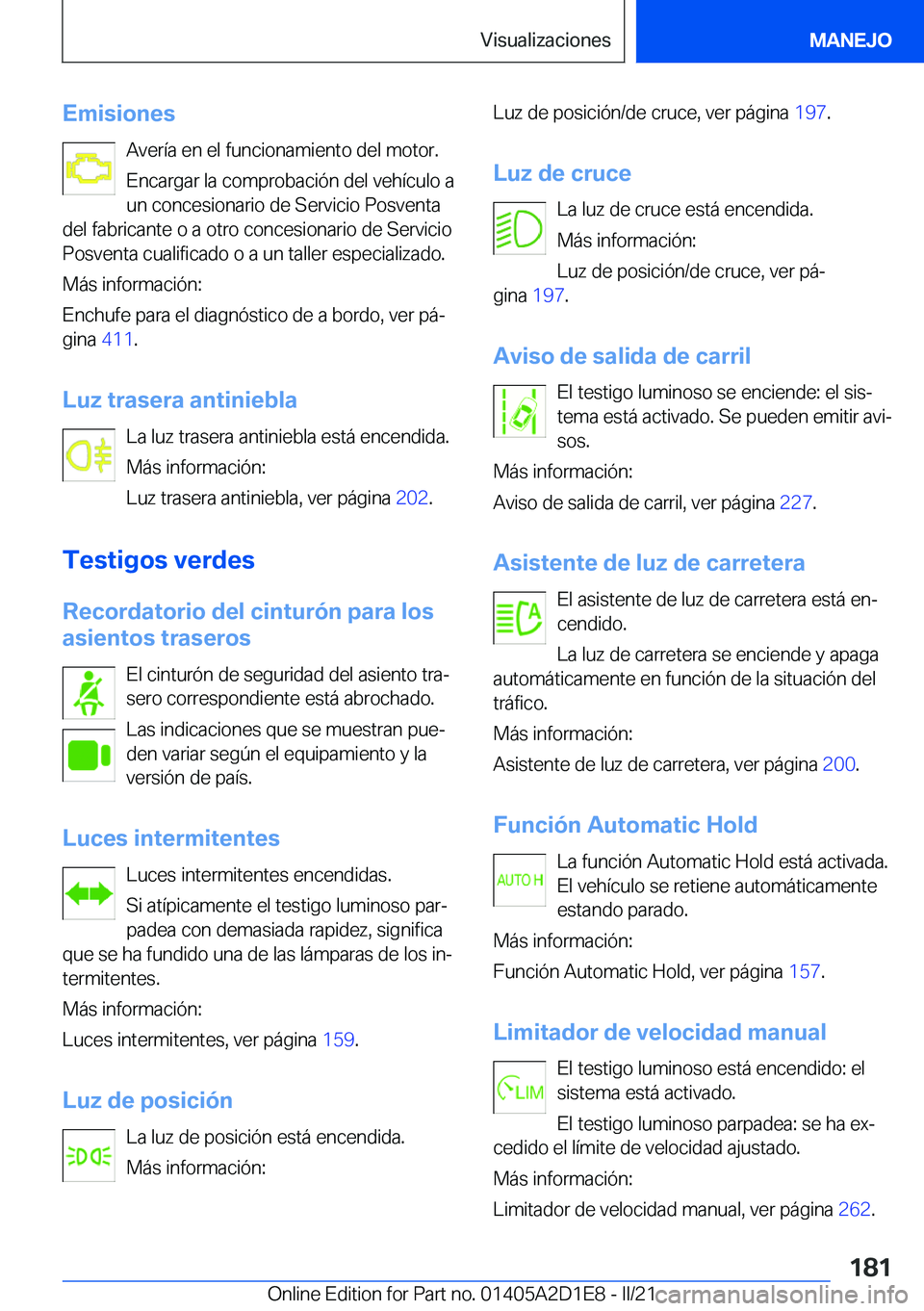 BMW X6 M 2021  Manuales de Empleo (in Spanish) �E�m�i�s�i�o�n�e�s�A�v�e�r�