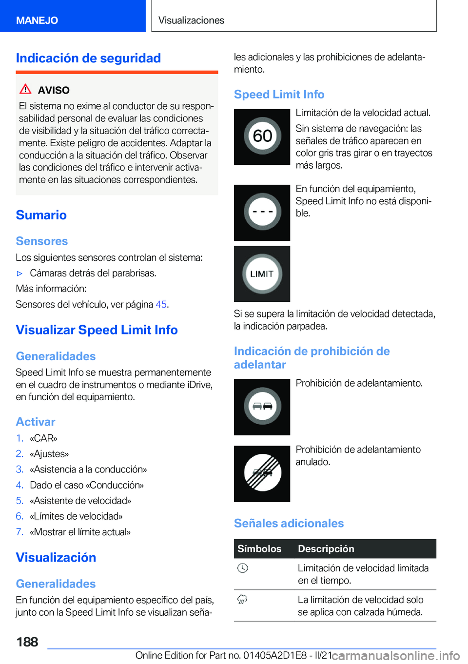 BMW X6 M 2021  Manuales de Empleo (in Spanish) �I�n�d�i�c�a�c�i�