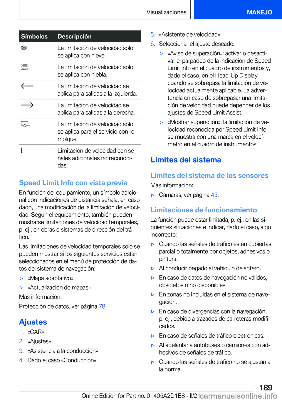 BMW X6 M 2021  Manuales de Empleo (in Spanish) �S�