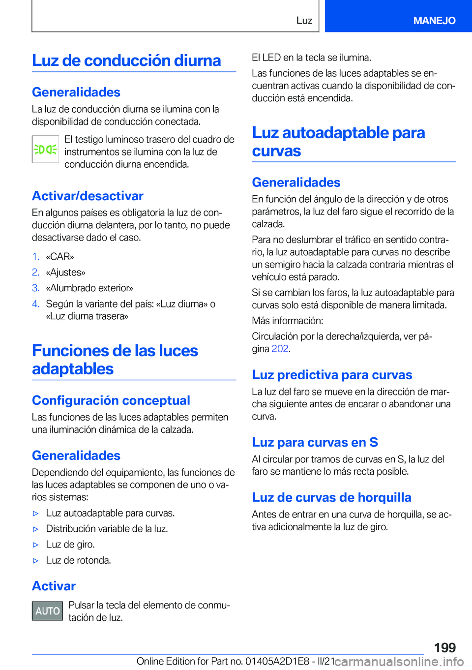 BMW X6 M 2021  Manuales de Empleo (in Spanish) �L�u�z��d�e��c�o�n�d�u�c�c�i�