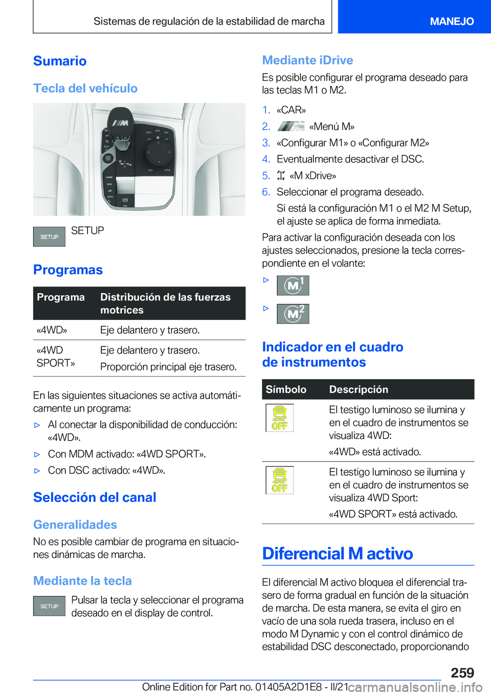 BMW X6 M 2021  Manuales de Empleo (in Spanish) �S�u�m�a�r�i�o�T�e�c�l�a��d�e�l��v�e�h�
