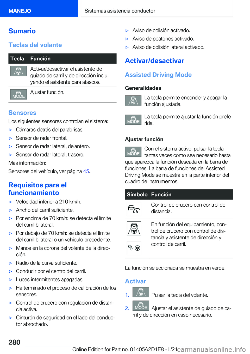 BMW X6 M 2021  Manuales de Empleo (in Spanish) �S�u�m�a�r�i�o�T�e�c�l�a�s��d�e�l��v�o�l�a�n�t�e�T�e�c�l�a�F�u�n�c�i�