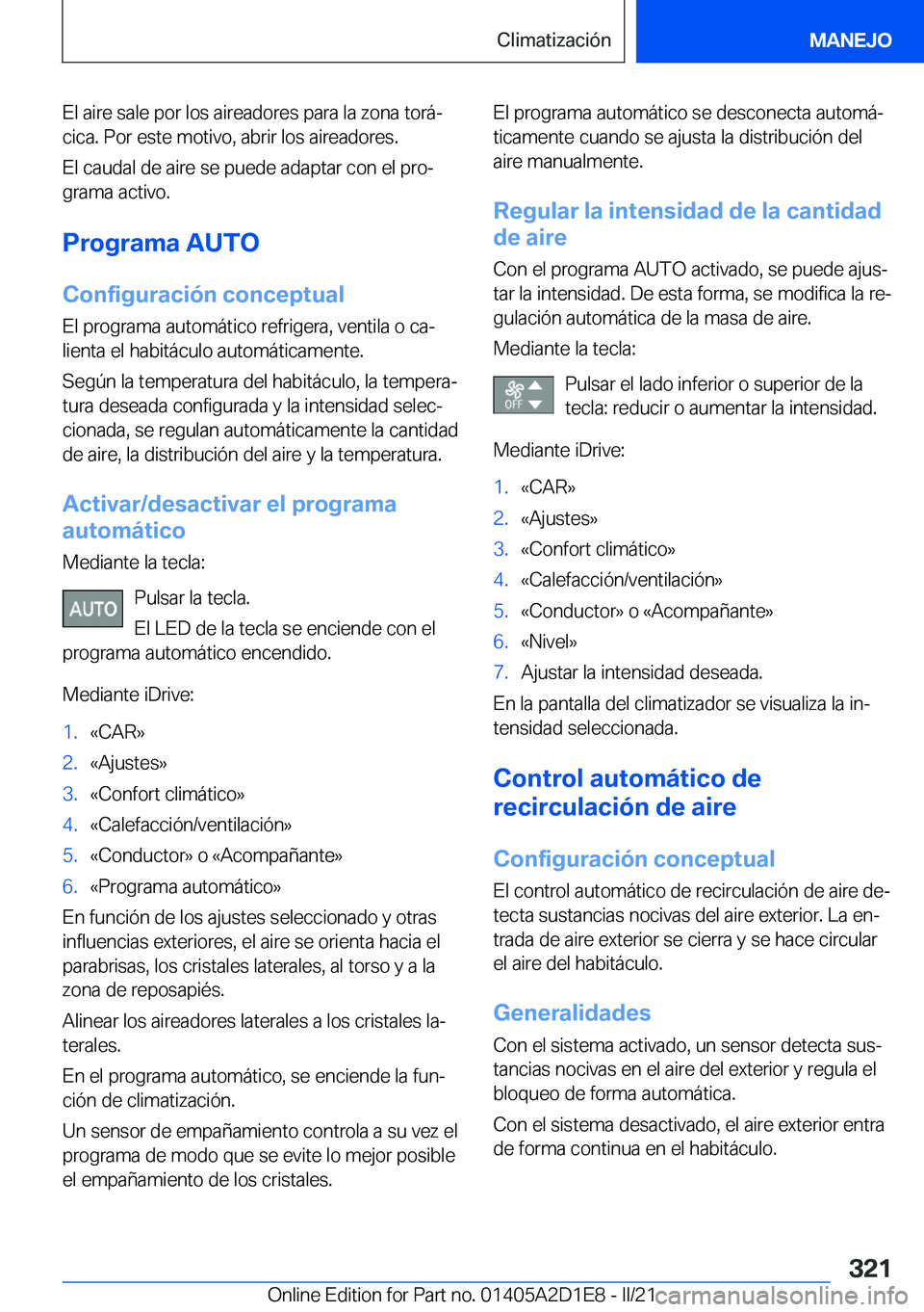 BMW X6 M 2021  Manuales de Empleo (in Spanish) �E�l��a�i�r�e��s�a�l�e��p�o�r��l�o�s��a�i�r�e�a�d�o�r�e�s��p�a�r�a��l�a��z�o�n�a��t�o�r�