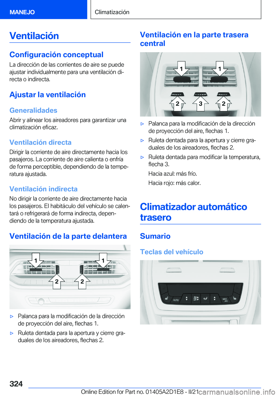 BMW X6 M 2021  Manuales de Empleo (in Spanish) �V�e�n�t�i�l�a�c�i�