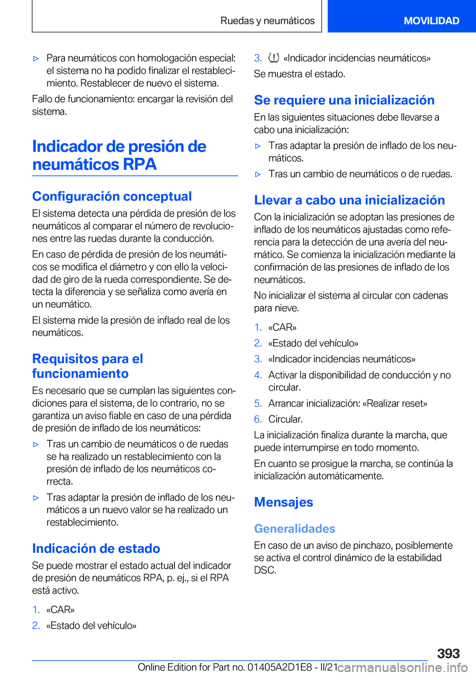 BMW X6 M 2021  Manuales de Empleo (in Spanish) x�P�a�r�a��n�e�u�m�