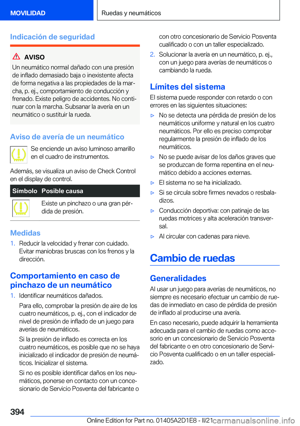 BMW X6 M 2021  Manuales de Empleo (in Spanish) �I�n�d�i�c�a�c�i�