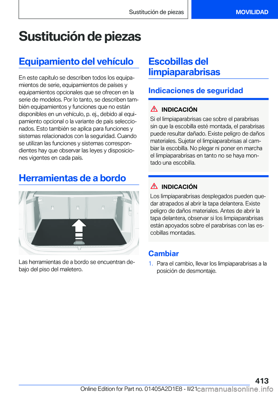 BMW X6 M 2021  Manuales de Empleo (in Spanish) �S�u�s�t�i�t�u�c�i�
