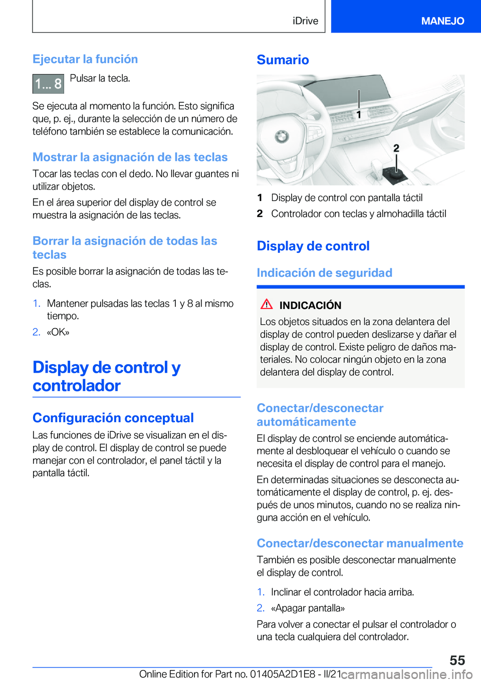 BMW X6 M 2021  Manuales de Empleo (in Spanish) �E�j�e�c�u�t�a�r��l�a��f�u�n�c�i�