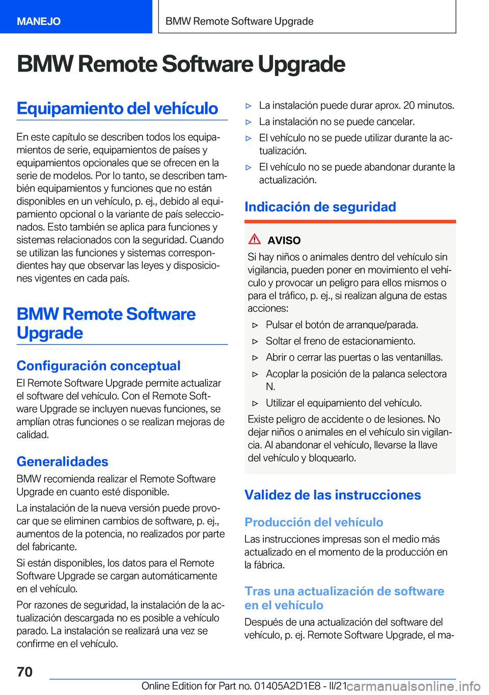 BMW X6 M 2021  Manuales de Empleo (in Spanish) �B�M�W��R�e�m�o�t�e��S�o�f�t�w�a�r�e��U�p�g�r�a�d�e�E�q�u�i�p�a�m�i�e�n�t�o��d�e�l��v�e�h�