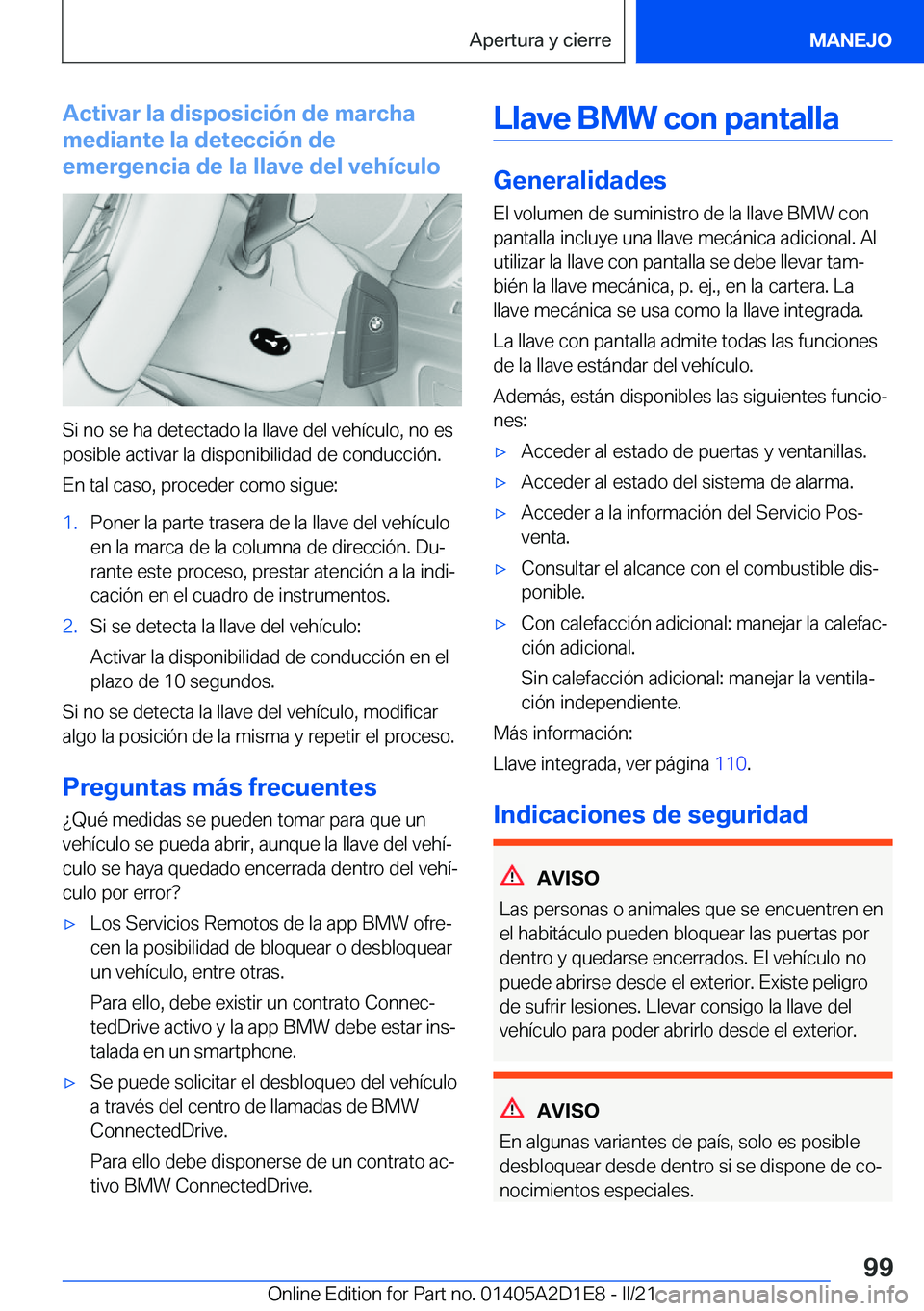 BMW X6 M 2021  Manuales de Empleo (in Spanish) �A�c�t�i�v�a�r��l�a��d�i�s�p�o�s�i�c�i�