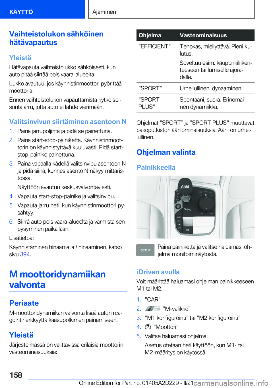 BMW X6 M 2021  Omistajan Käsikirja (in Finnish) �V�a�i�h�t�e�i�s�t�o�l�u�k�o�n��s�