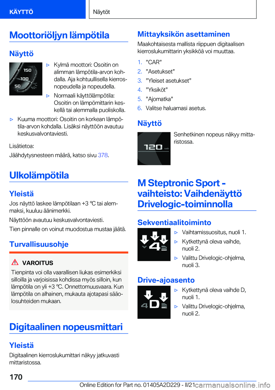 BMW X6 M 2021  Omistajan Käsikirja (in Finnish) �M�o�o�t�t�o�r�i�