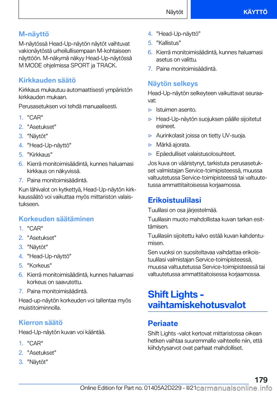 BMW X6 M 2021  Omistajan Käsikirja (in Finnish) �M�-�n�