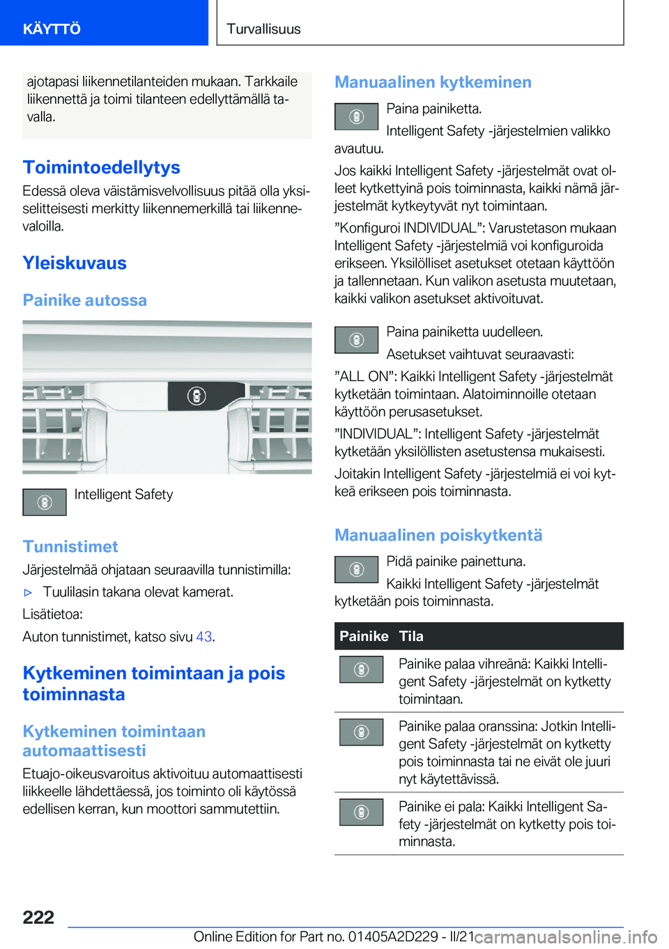 BMW X6 M 2021  Omistajan Käsikirja (in Finnish) �a�j�o�t�a�p�a�s�i��l�i�i�k�e�n�n�e�t�i�l�a�n�t�e�i�d�e�n��m�u�k�a�a�n�.��T�a�r�k�k�a�i�l�e�l�i�i�k�e�n�n�e�t�t�