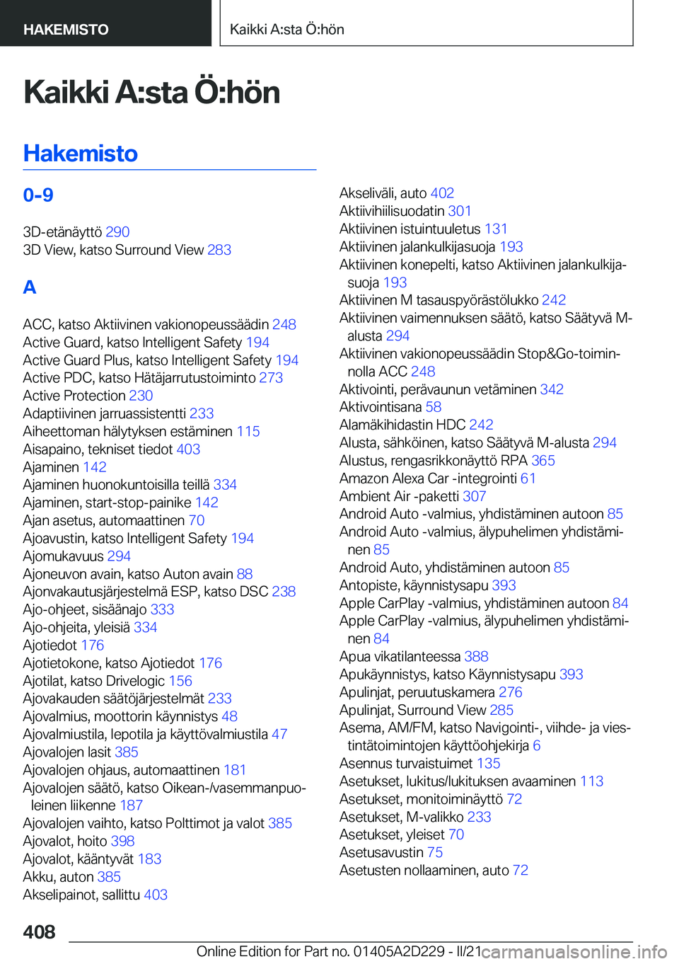 BMW X6 M 2021  Omistajan Käsikirja (in Finnish) �K�a�i�k�k�i��A�:�s�t�a��