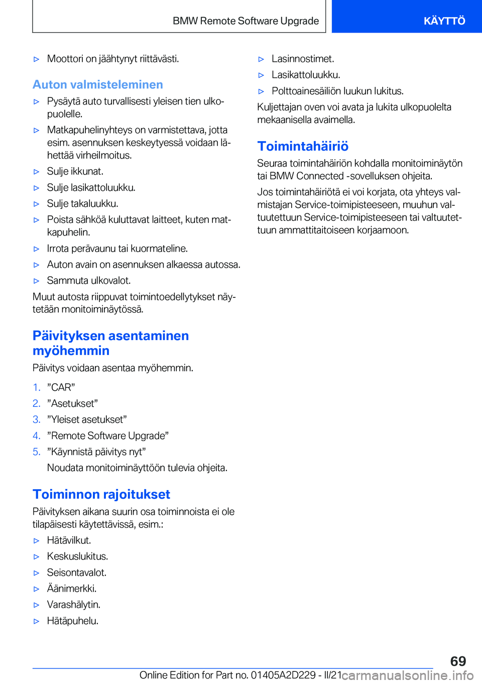 BMW X6 M 2021  Omistajan Käsikirja (in Finnish) 'x�M�o�o�t�t�o�r�i��o�n��j�